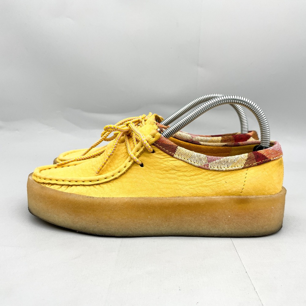 Clarks Womens 8.5 Originals Wallabee Cup Yellow Leather Plaid Trim Boho Moccasin - Picture 4 of 12